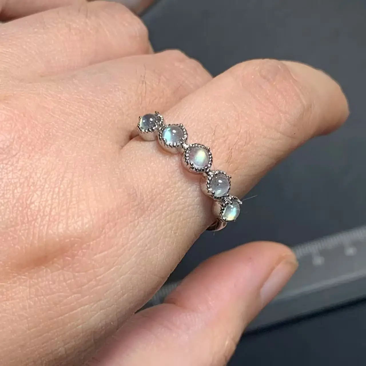 MM Natural Labradorite Moonstone Ring  Adjustable Female Butterfly Jewelry for Women Gift Wholesale High Quality Vintage Fine