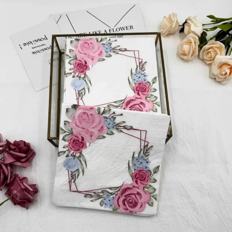 10/20pcs/Pac 33*33cm 2-Ply DIY Printed Napkins Fresh Flower Model Wedding Flower Paper Hotel Party Folded Square Facial Tissue