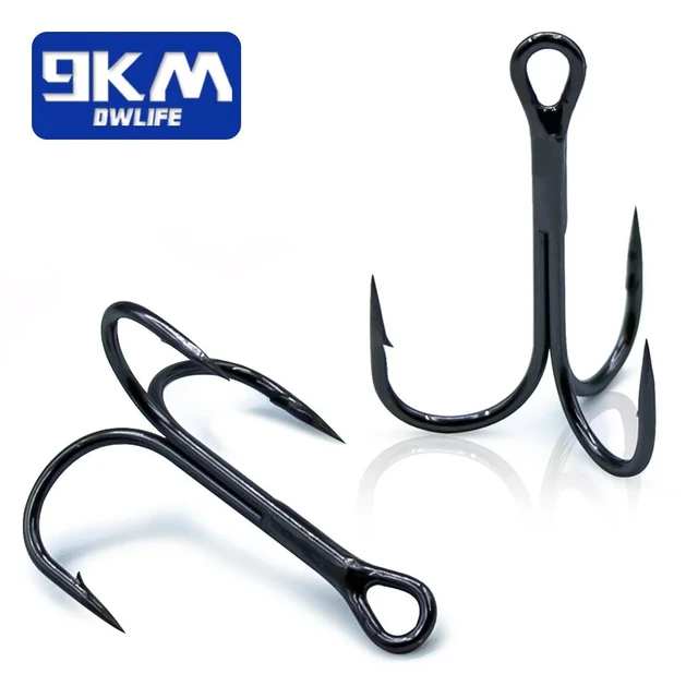 9KM Fishing Treble Hooks High Carbon Steel Brabed Sharp Triple