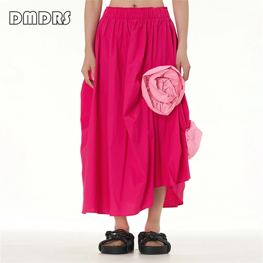 3D Floral Irregular Skirt For Women Contrasted Color Women's Long Skirts Summer Designer Fashion Popular Dress