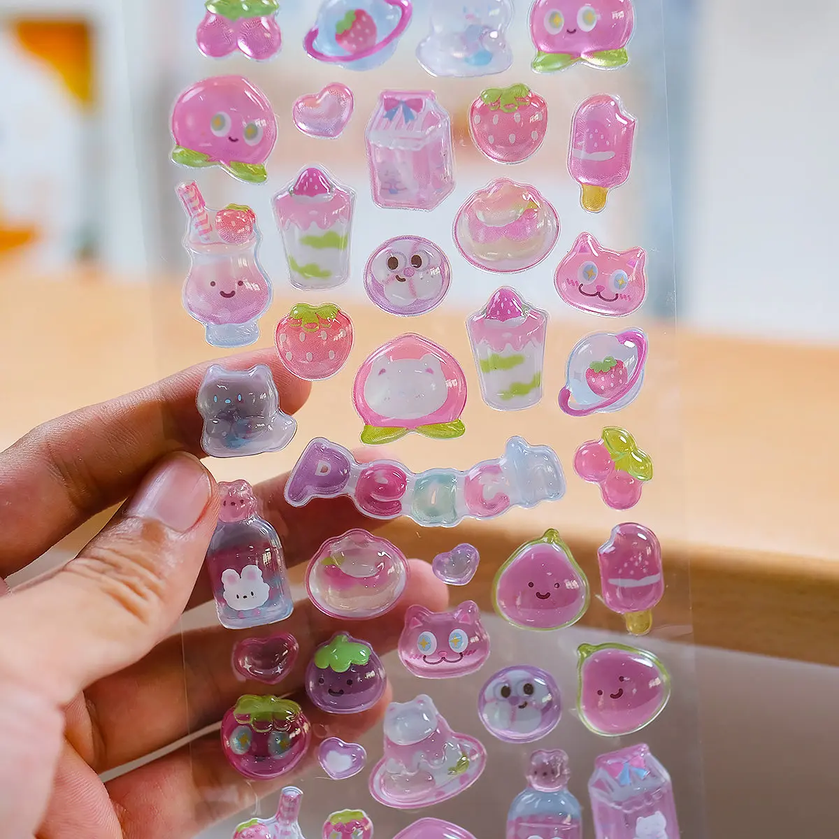 1 pc/4 pcs Cartoon Fruit Diary Drop 3D Relief Stickers Scrapbooking DIY Journaling Stationery Diary Decor School Cute Stickers