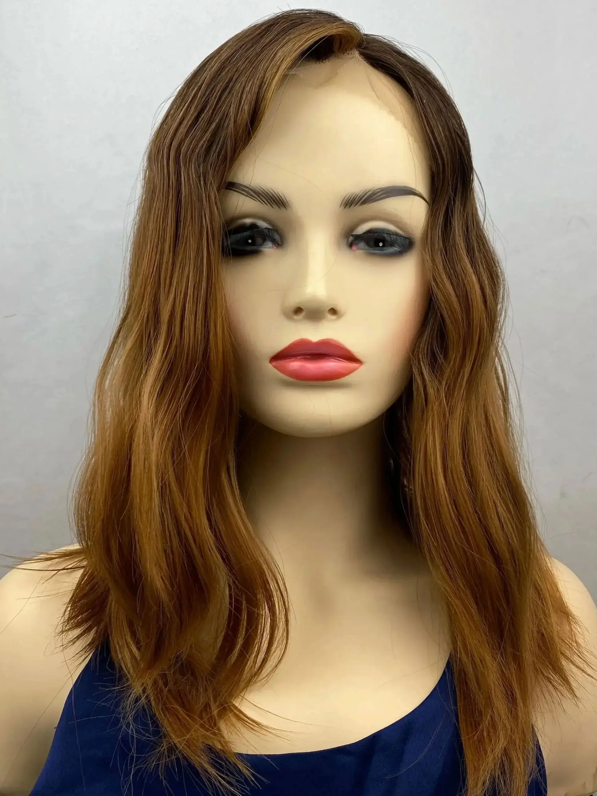 

Short Natural Brown Wavy Transparent Lace Synthetic Hair with Bangs Wavy Female Wigs