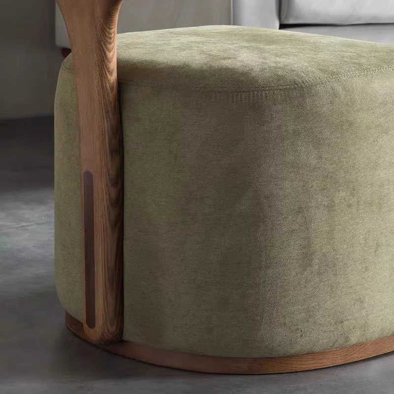 Nordic Solid Wood Vanity Stool Designer Creative Backrest Shoe Changing Stool Luxury Premium Modern Living Room Balcony