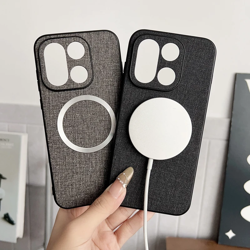 ELVEV Magnetic Woven Cloth Anti-Slip Phone Case with Premium TPU & Hard PC