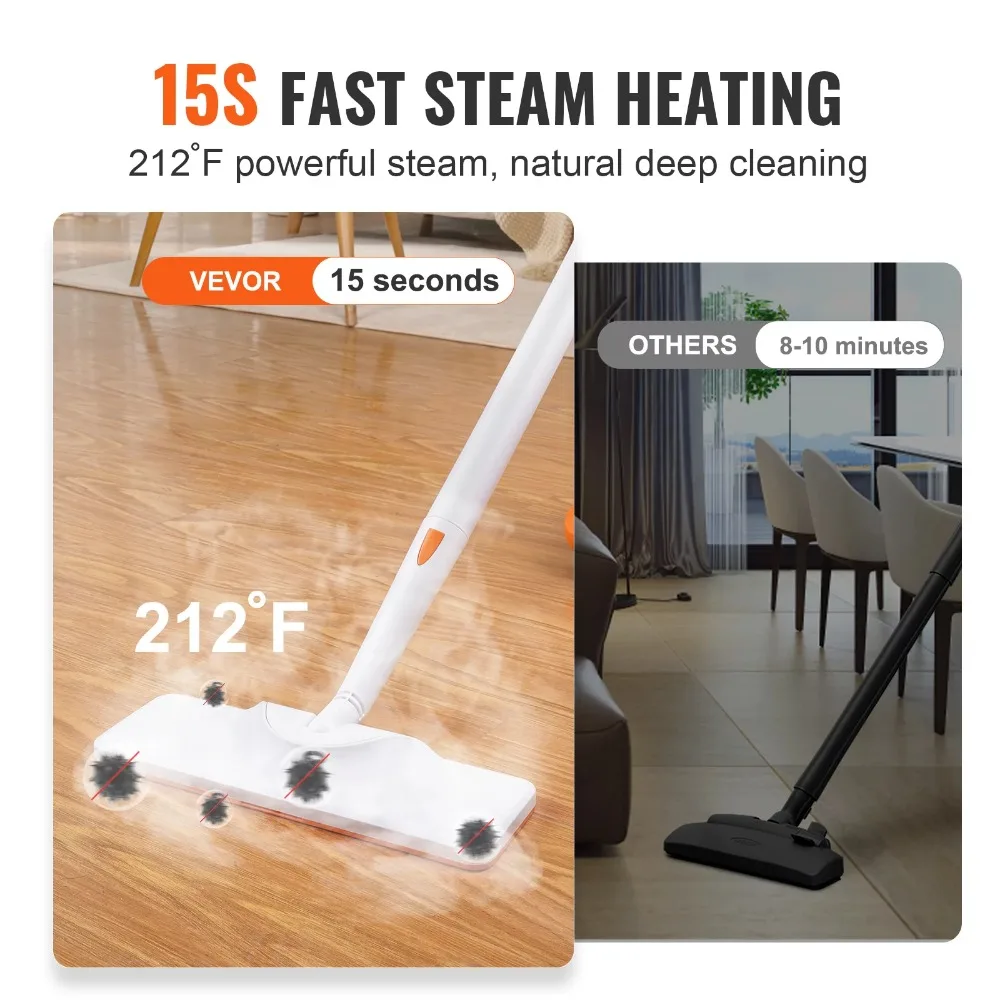 Steam Cleaner 1500W 45oz Multipurpose Steam Mop with 20 pcs Accessories Portable Steamer, 16.4ft Long Power Cord 3