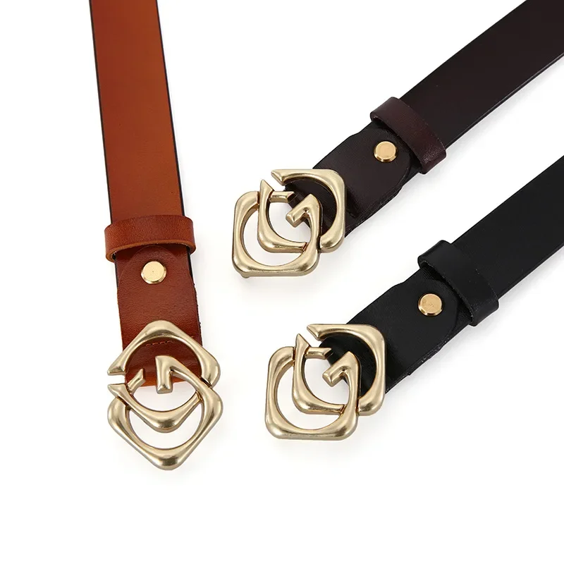 

2023 New Fashion Women's Belt Temperament Alloy Button Paired with Skirt Pants Jeans Decoration Women's Designer Belt