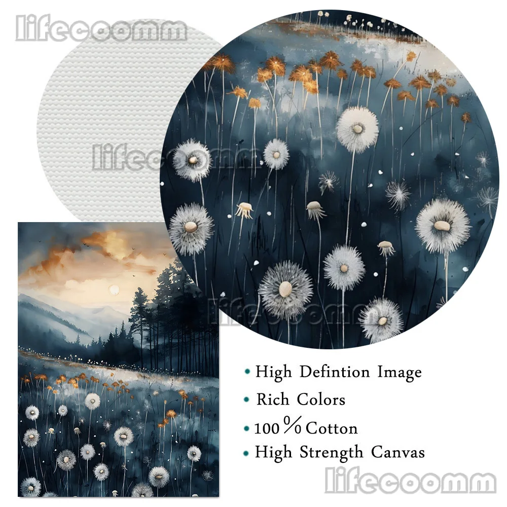 Muted Wildflower Wall Art: Moody Floral Canvas Painting