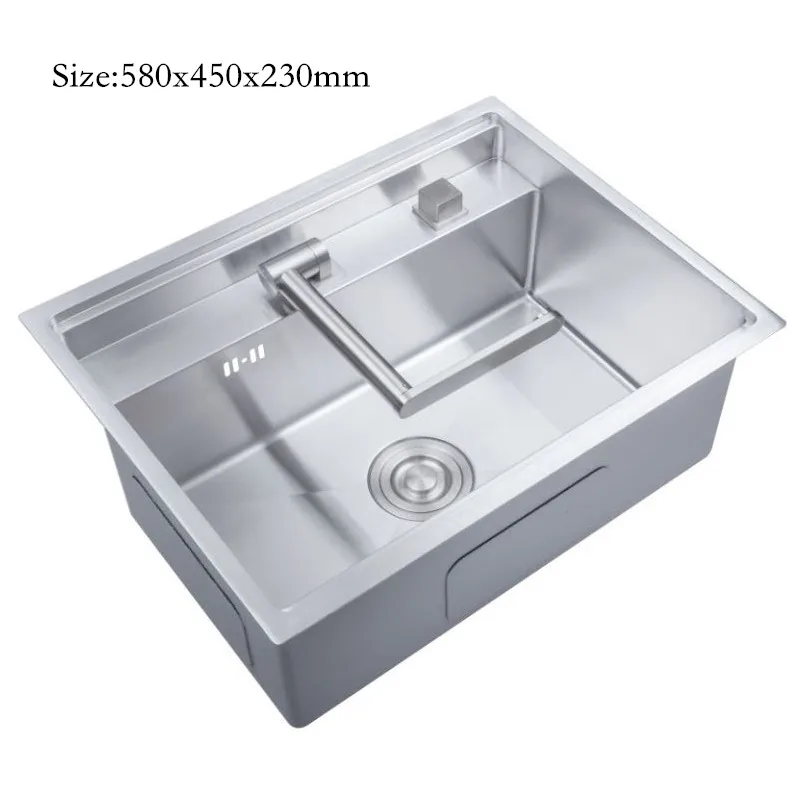 Invisible sink  single tank with cover under counter handmade nano black hidden kitchen island   faucet 6