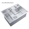 Invisible sink  single tank with cover under counter handmade nano black hidden kitchen island   faucet 6