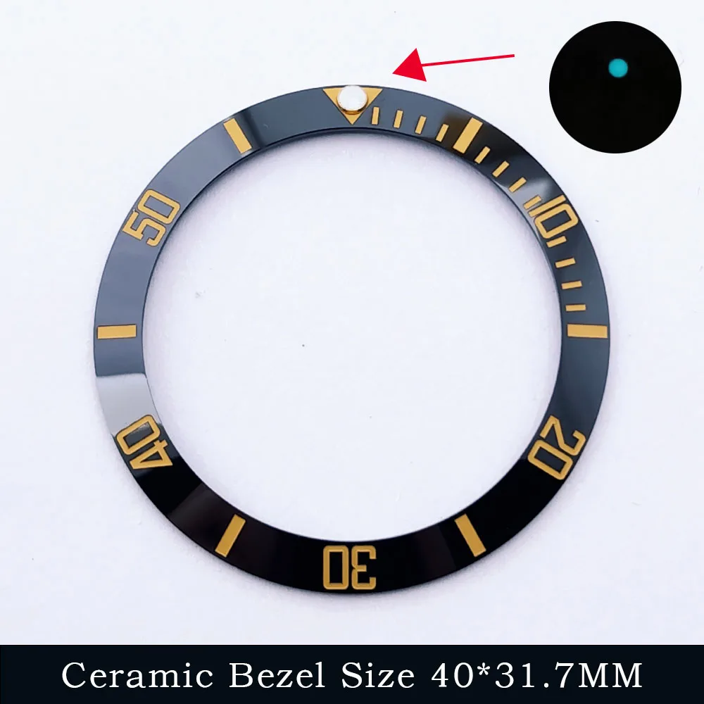 Elegant Sloping Blue-Green Luminous Ceramic Bezel Insert