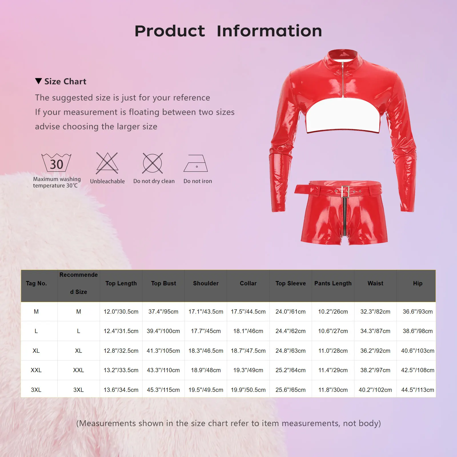 Men Glossy Patent Leather Costume Wetlook Outfit Long Sleeve Zipper Crop Top And Zip Crotch Boxer Shorts Set Clubwear Nightwear 6