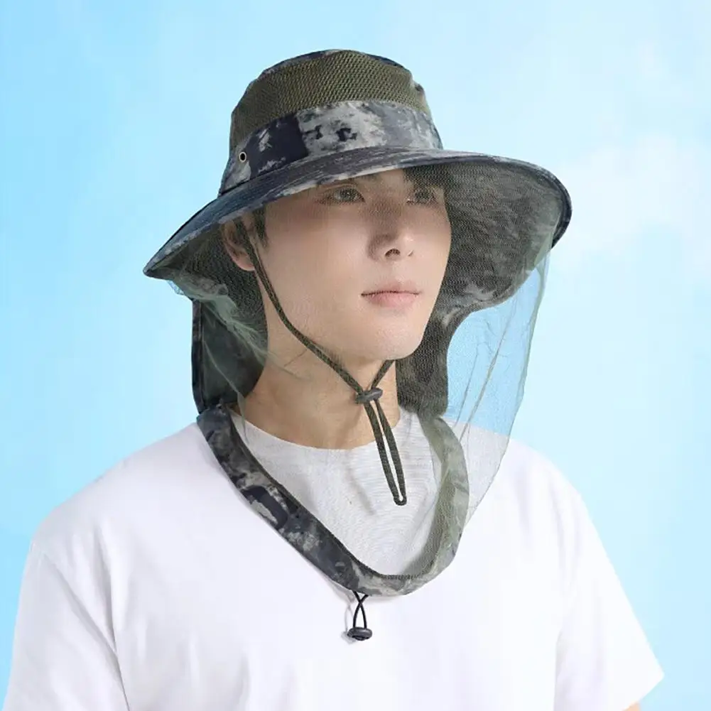 Description Picture 6 of itemOutdoor Head Face Mask Hat Net Cover Anti-mosquito Cover Mosquito Net Cap Travel Breathable Head Mesh Covers Fishing Caps