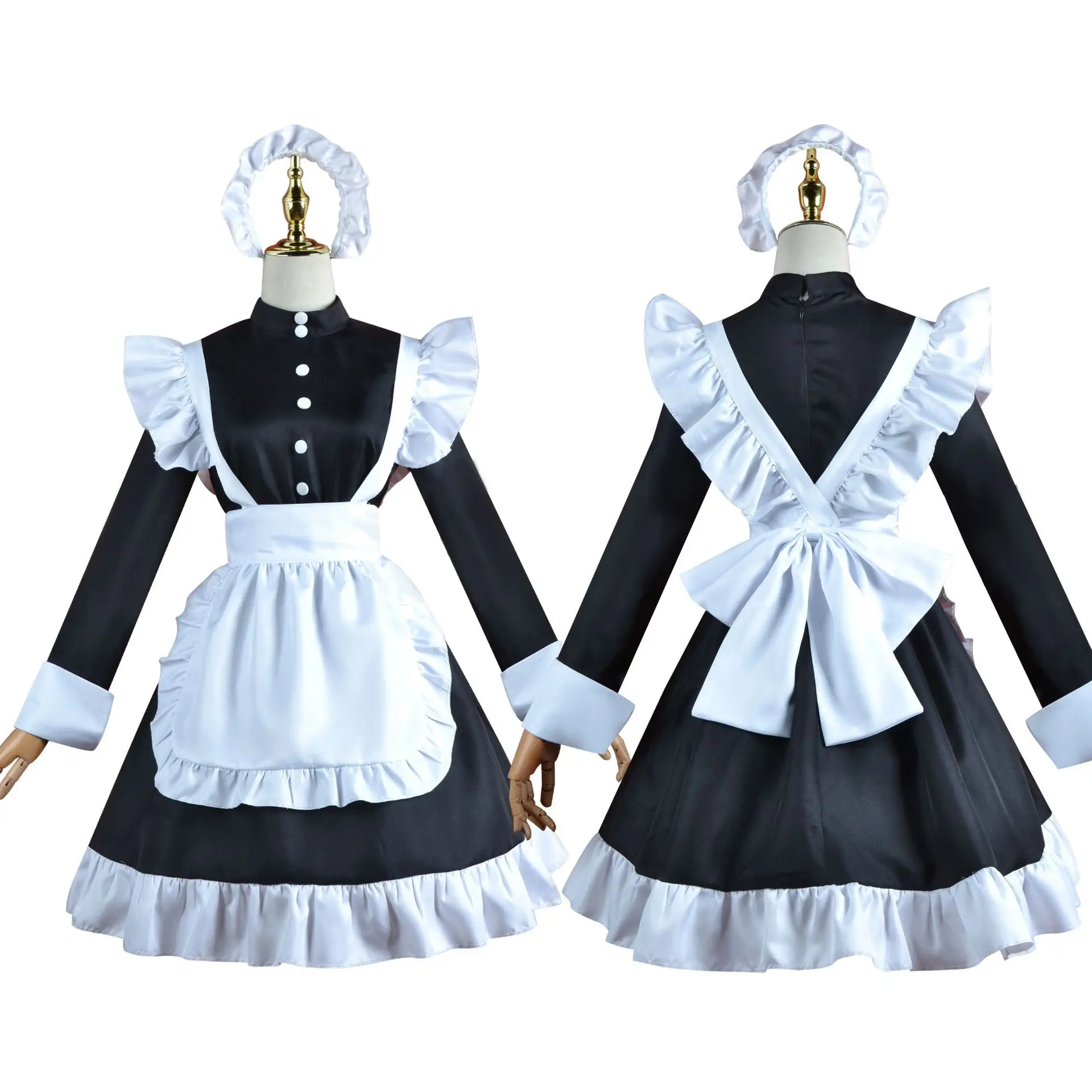 

Men Maid Outfit Anime Short Dress Black and White Apron Lolita Dresses for Male Cafe Cosplay Costume Clothes