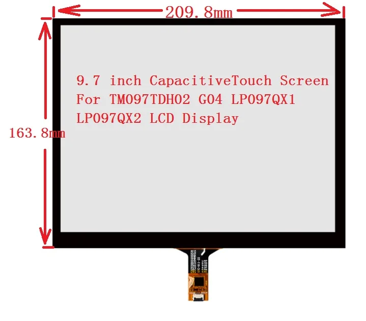 

9.7 inch 209mmX163mm for TM097TDH02 G04 LP097QX1 LP097QX2 Capacitive Touch Screen Panel Glass USB Driver Board