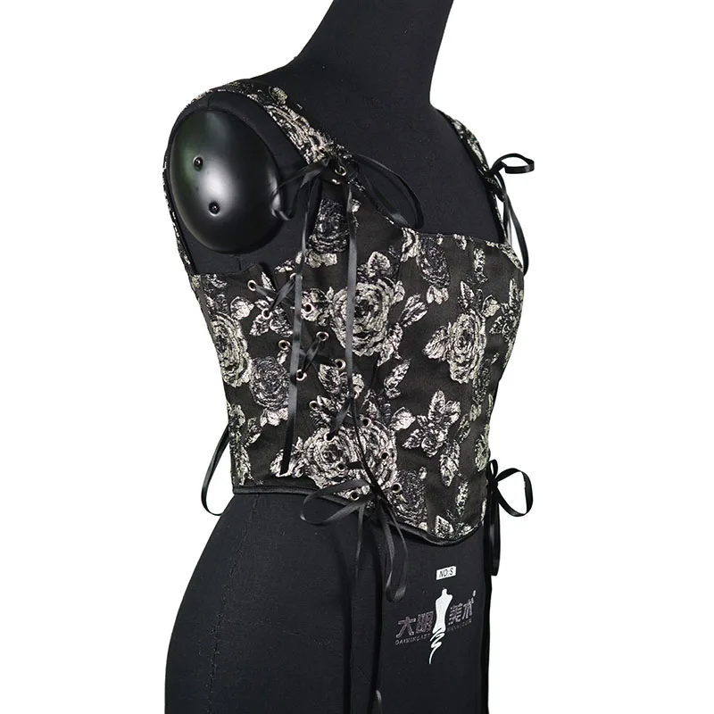 Rose Black Corset Top Sexy Women's Plus Size Corsets and Bustiers Overbust Floral Gothic Brocade Corselet Fashion Style
