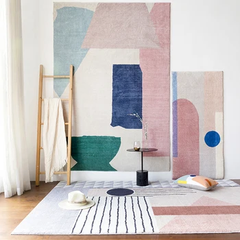 Nordic Style Carpets for Living Room Minimalist Bedroom Decor Abstract Carpet Home Plush Floor Mat Thicken Non-slip Lounge Rug