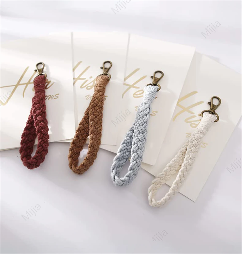 Portachiavi E Cordino Per Telefono Fatto A Mano – Boho Macramè Con Fiore – Cinturino Da Polso In Cotone – Regalo Ragazza