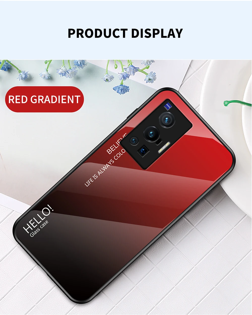 X80 Pro Plus Custodia DECLAREYAO Custodia rigida in vetro per VIVO X70 X60 X50 X30 X27 X23 X20 X9 S Custodia in silicone Ultra sottile Tempere_voghion.com