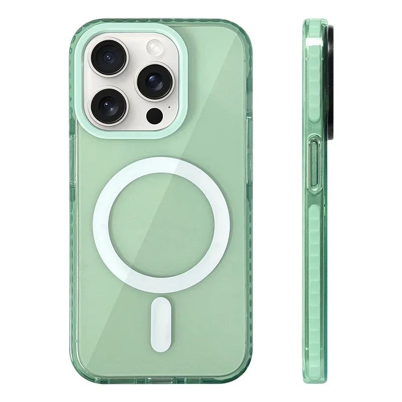Neon Crystal Clear Magnetic Phone Case with Wireless Charging Compatibility