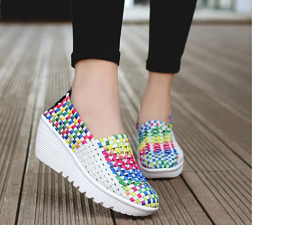 Women Flats Shoes Breathable Mesh Platform matching Slip on Soft Ladies Casual Shoes Woman Sneakers with breathable elastic Shoe