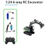 2.4G radio control 1: 24 6-way remote control excavator alloy excavator bucket 3-4-5-6-7-8-9 years old boys birthday new year Ch 2