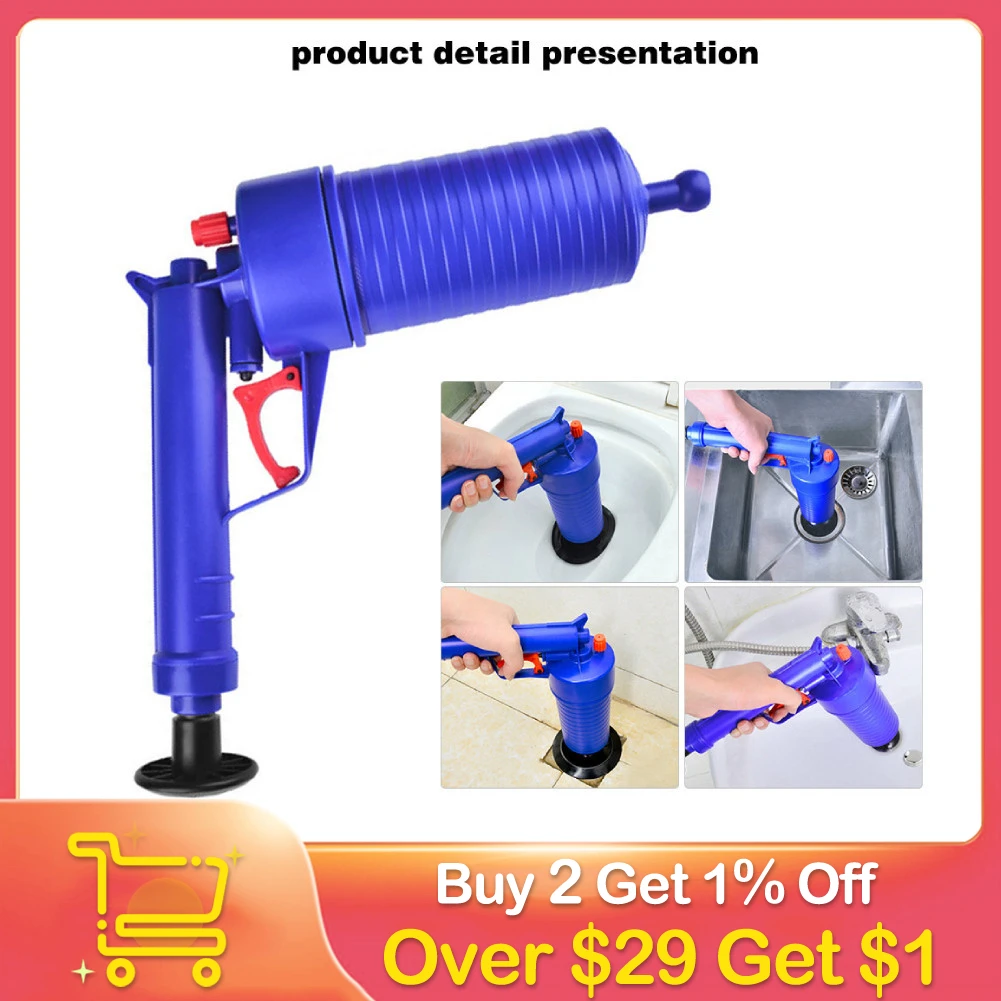 Air Pump Pressure Pipe Plunger Drain Cleaner Sewer Sinks Basin Pipeline
