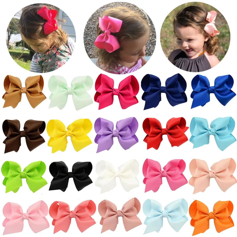 1Pcs high quality Handmade Girl bow-knot Clips with kids Boutique Solid Ribbon Bows Hairpin Windmill Wholesale Hair Accessories