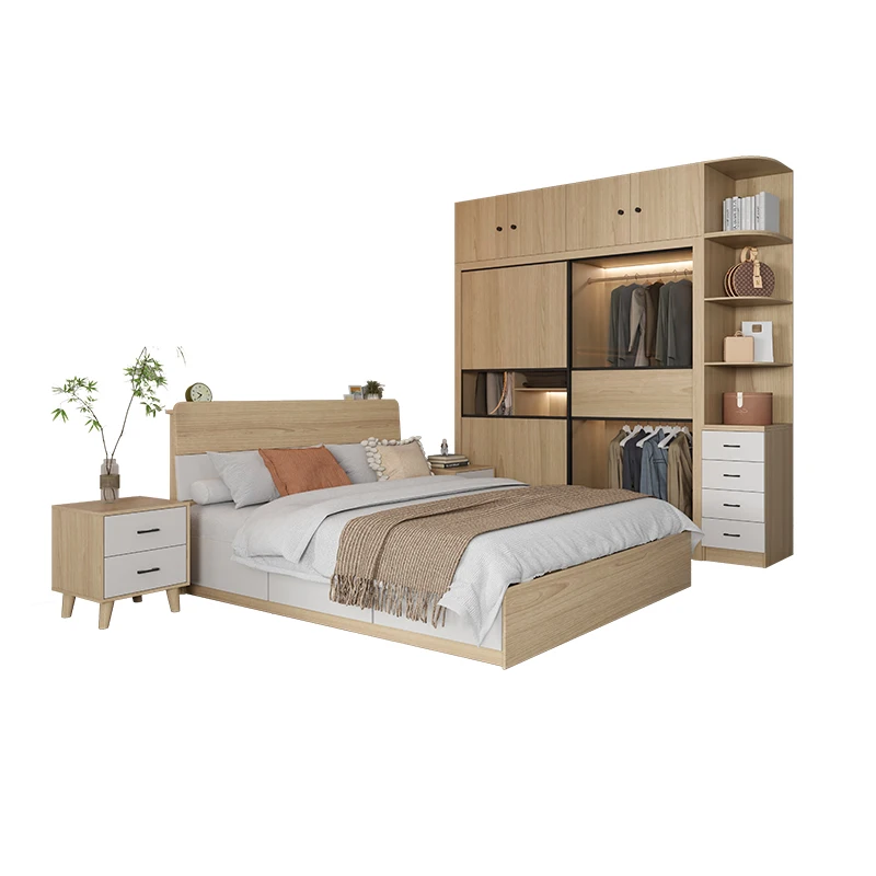 Nordic Wedding Bedroom Set Modern Minimalist Dressing Table Bedroom Set Cabinet White Camas Moderrnas Inteligentes Furniture