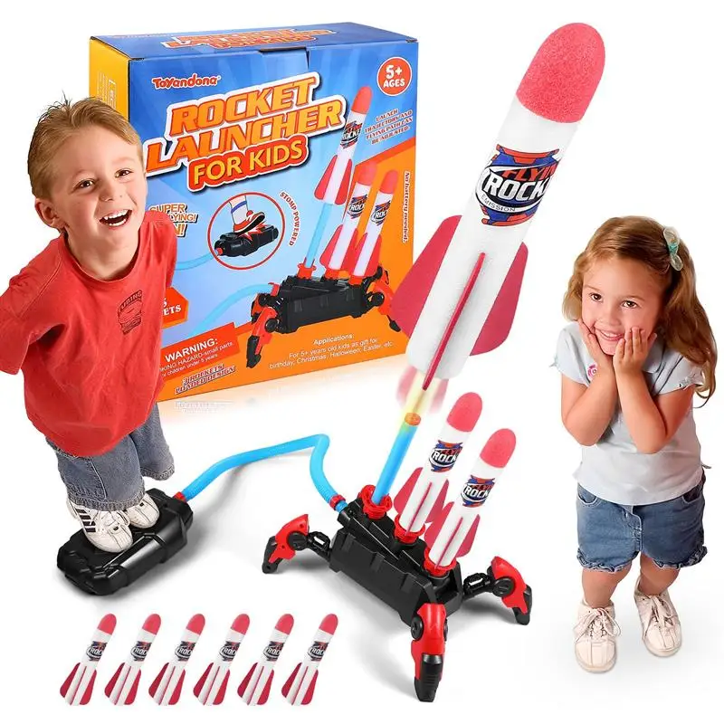 

TOYANDONA 1 Set Outdoor Rocket Launcher Toy Kids Air Rocket Launcher Stomp Launch Foam Rockets High Flying Rockets Toys