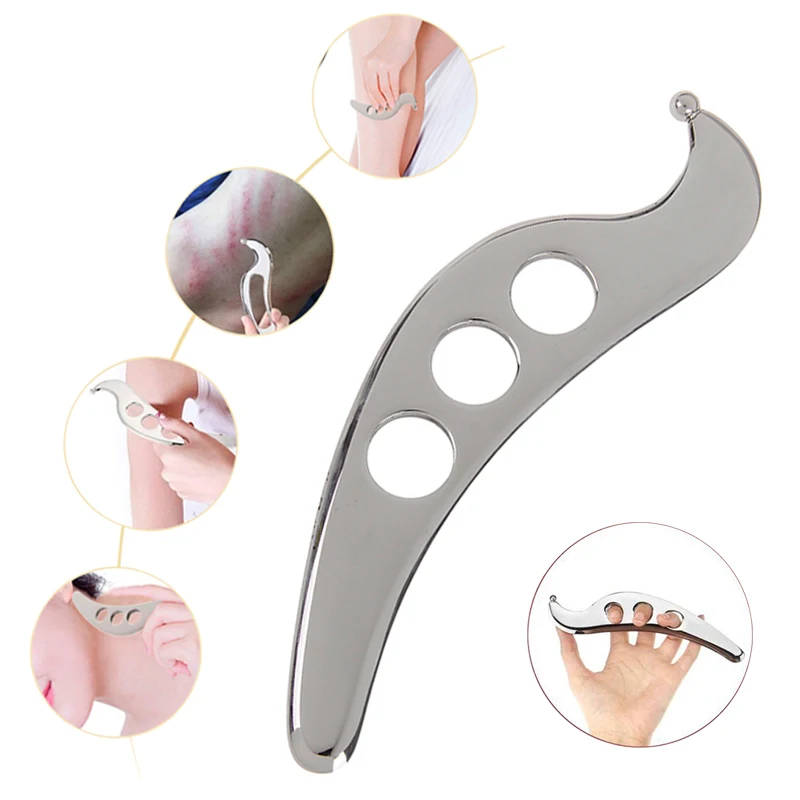 Strumento Gua Sha in Acciaio Inossidabile, Tavoletta Manuale per Massaggio e Raschiatura, Raschietto per Muscoli di Corpo, Spalle, Schiena, Braccia e Gambe