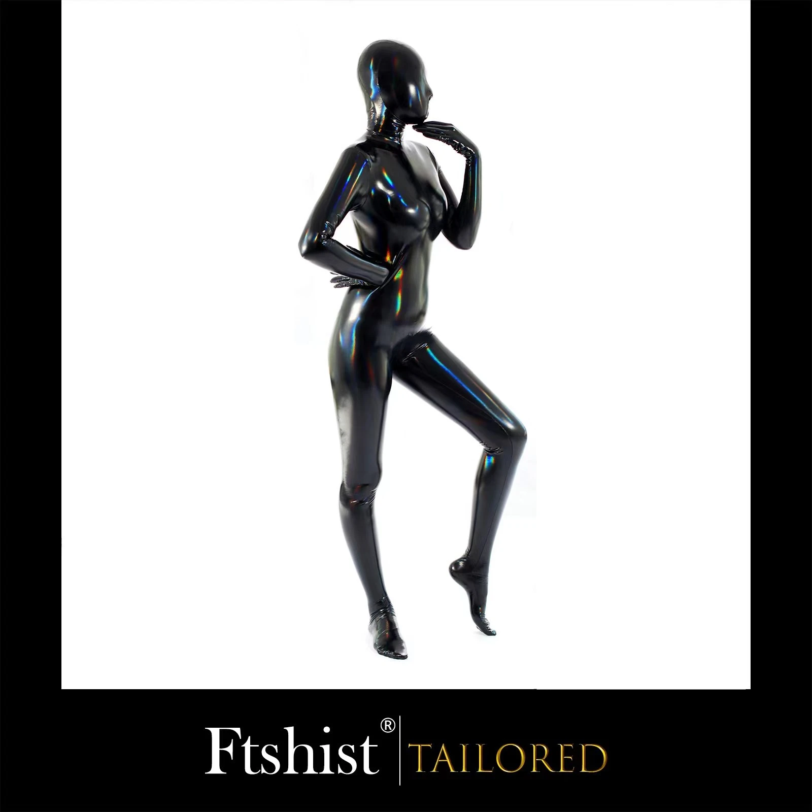 

Ftshist Patent Leather Zentai Tailored Custom One-piece Catsuits Shiny Color Full Length Tights Fetish Cosplay Customized Size