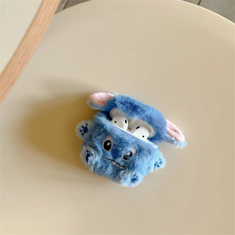 디즈니 귀여운 플러시 스티치 Apple AirPods 1 2 Pro 블루투스 헤드폰 커버 3 세대 실리콘 소프트 커버 보호 케이스