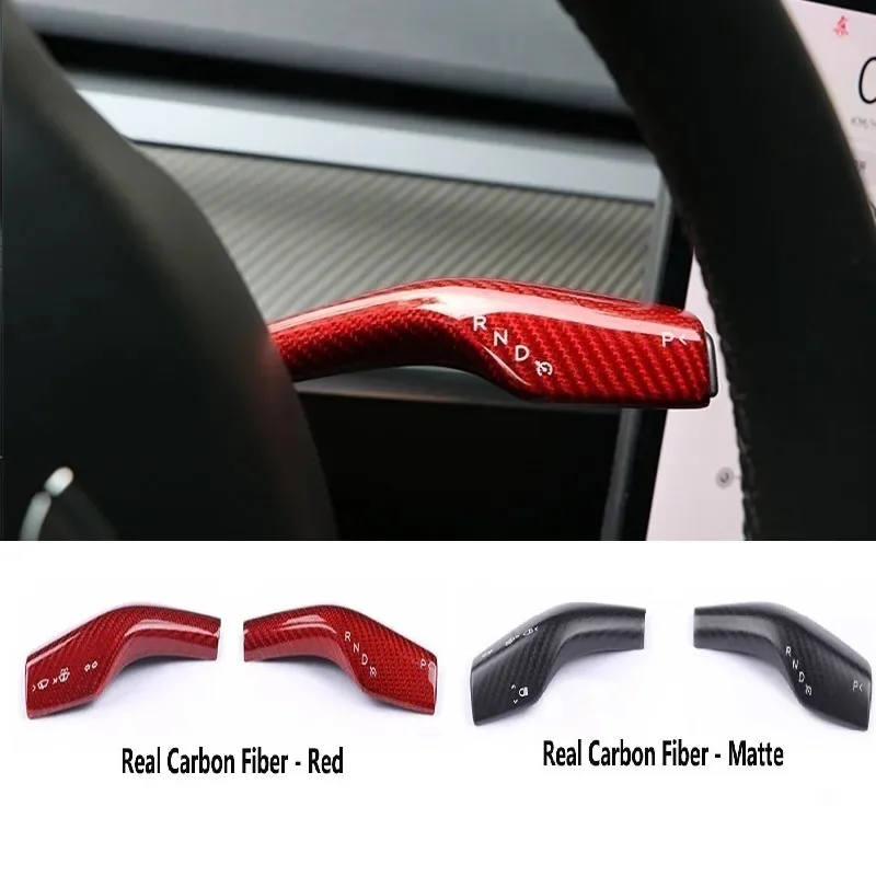 

2X Column Shift Protective Pick Cover For Tesla Model 3/Y 2017-2022 2023 Carbon Fiber Decorative Stickers Car Accessories