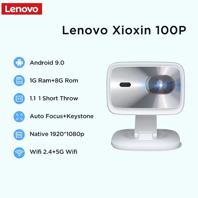 جهاز عرض لينوفو بدقة 4K فائقة الوضوح، 100P، أندرويد، واي فاي 6، تركيز تلقائي، للاستخدام الخارجي، فيديو عالي الدقة، جهاز عرض ليزر محمول، مسرح منزلي للأفلام.