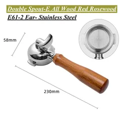 Premium 58mm Bottomless Portafilter with Spout - 58MM E61 Group head (E Wood RRW Double)