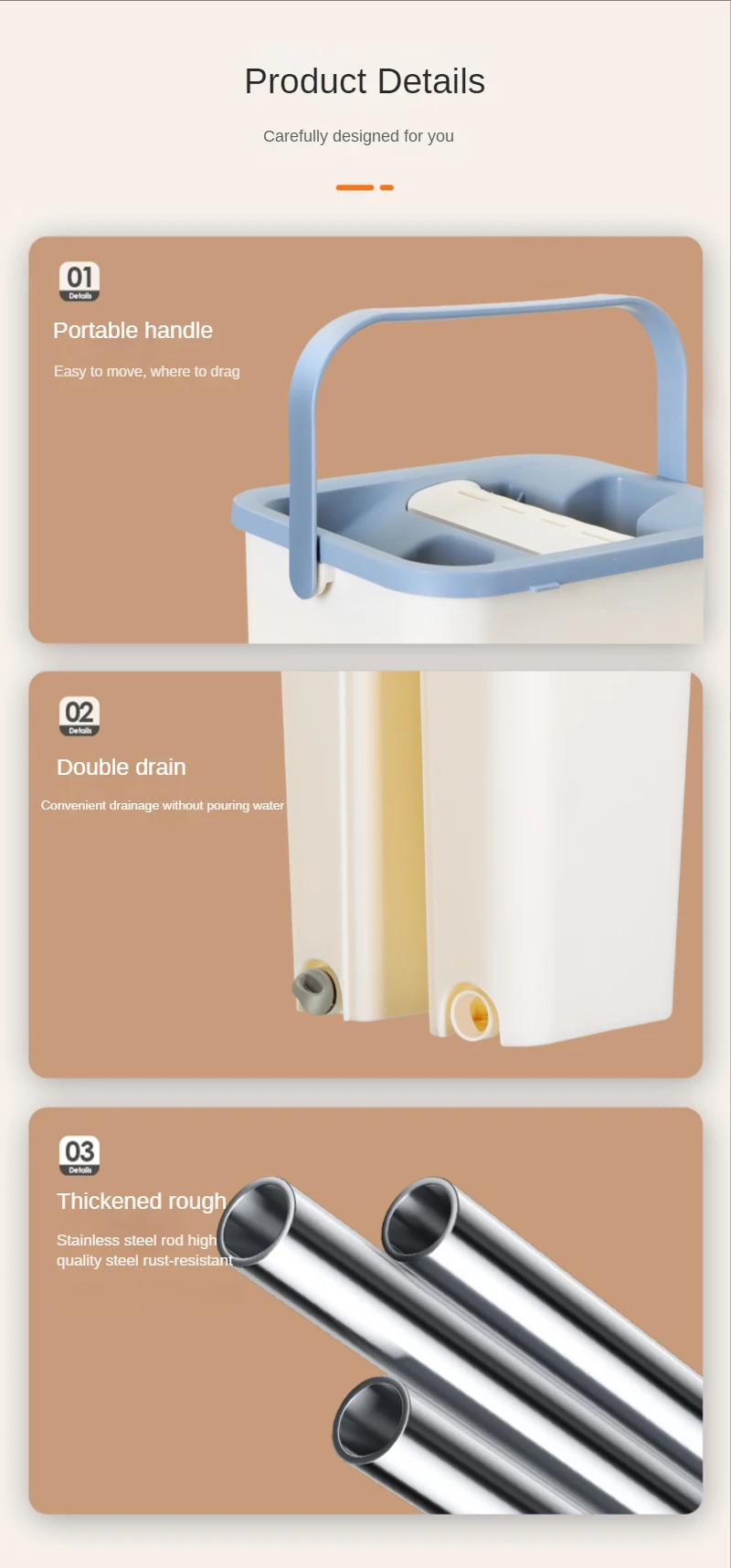 SUIT VERT 1 Small Bucket Flat Mop Bucket Set Separates Dirty Water