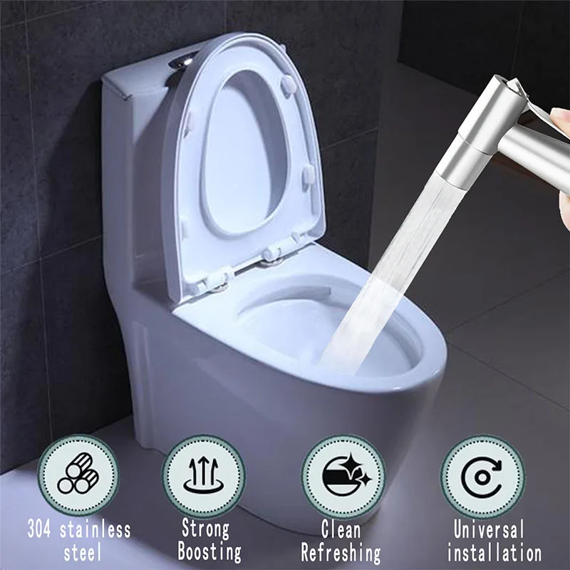 Handheld wash Bidet Spraver Set 304 Stainless SteeSpray Gun Shower Pressurizing Handheld Toilet spray gun shower Self Cleaning 5