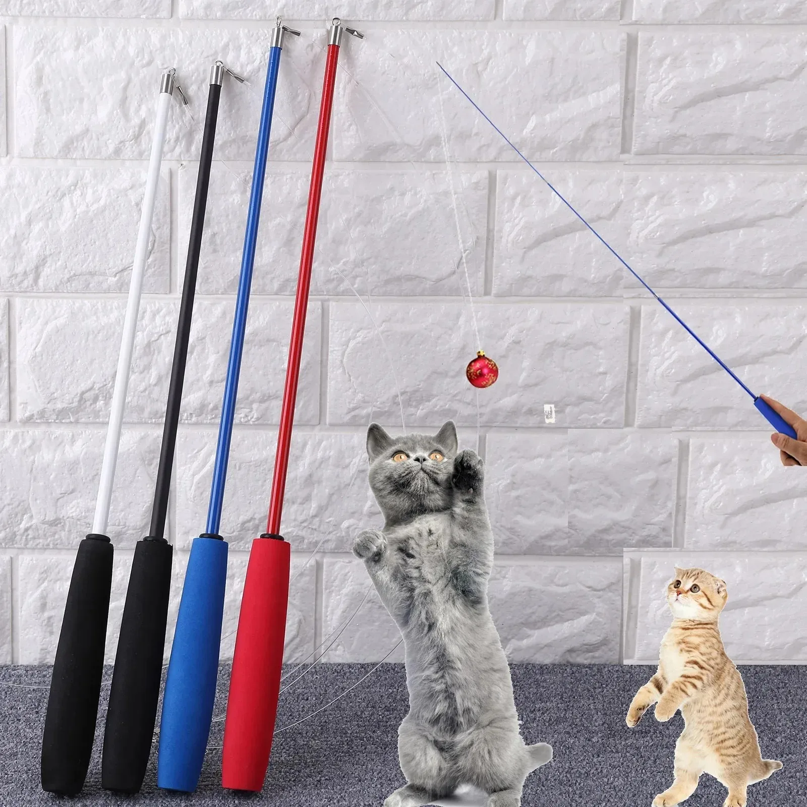Cat Teaser Wands Three-section Telescopic Fishing Pole Wand
