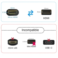 Premium 8K Ultra HD Micro HDMI to HDMI Cable with HDR and eARC Support - 0.5M (Micro HDMI to HDMI)