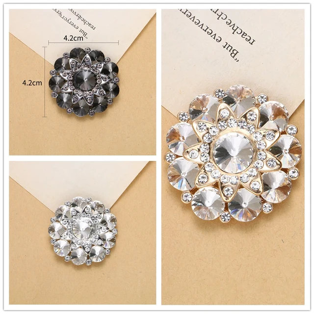 6PCS Exquisite Super Beautiful Diamond Crystal Buttons Women's Clothing  Dress Fur Coat Buttons DIY Sewing Rhinestone Buttons