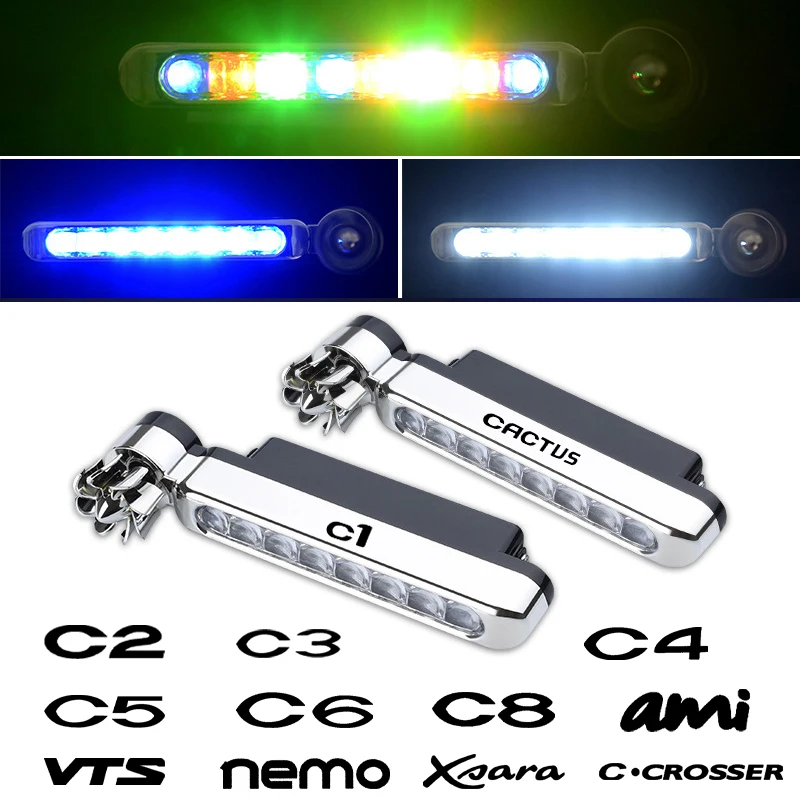 Luci Di Marcia Per Auto Alimentate A Vento 8Led Ventola Di Rotazione Luce Diurna Per Citroen Ami C2 C3 C-Elysee Jumpy Picasso Vts Cactus Accessori