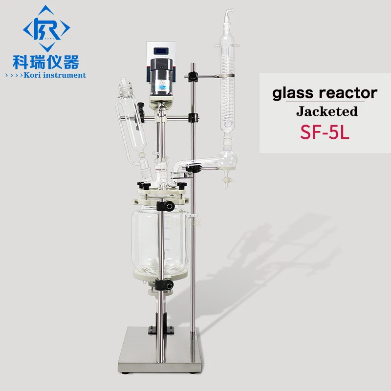 

SF-5l Chemical Lab Crystallization jacket glass reactor 5l flask reaction jacketed vessel with Glassware lid Cooling Condenser