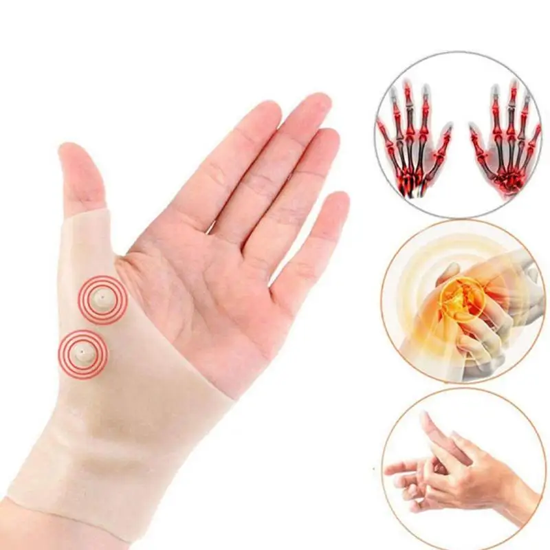 Compression Gloves Wrist Support Thumb Splint Magnetic Therapy Wrist Hand Thumb Support Gloves Silicone Gel Arthritis Pressure Corrector Massage Pain Relief Gloves