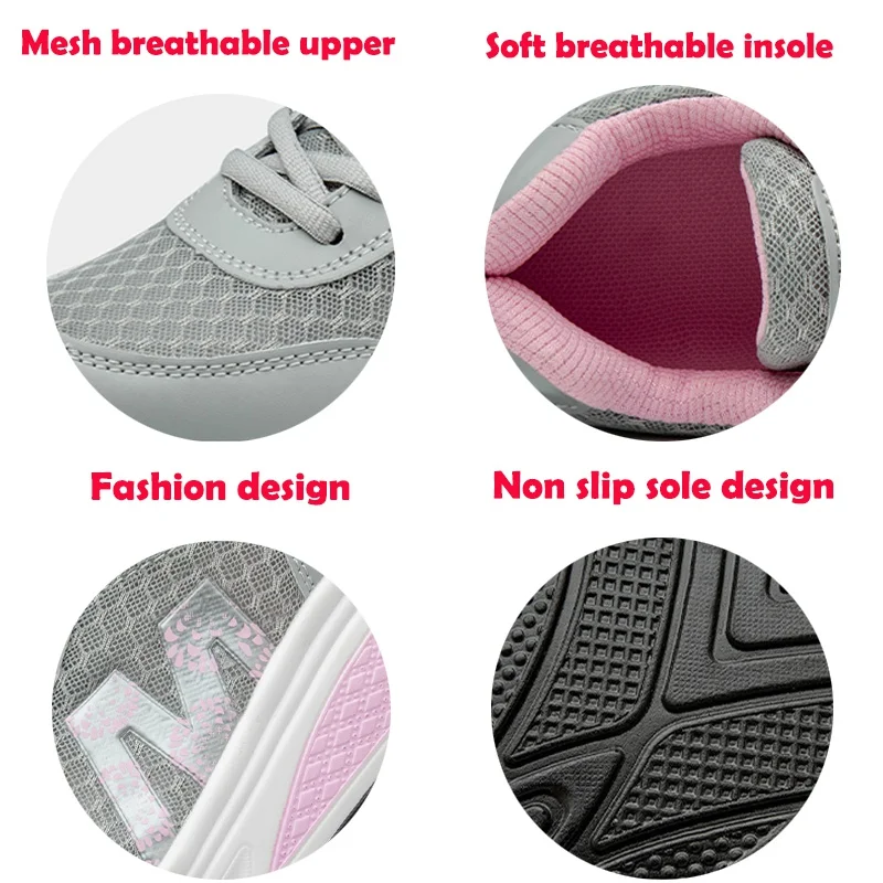 Brand Women Sports Shoes Increase Height 5 Cm Ladies Toning Shoes Wedge Sneakers Breathable Rocking Platform Shake