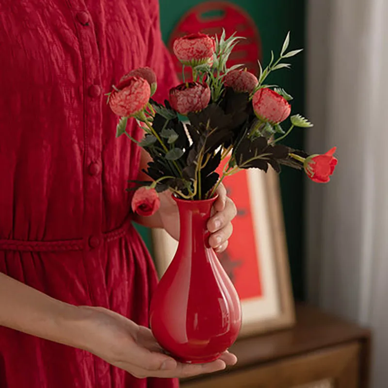 Creative Ceramic Vase for Decoration, Chinese Traditional Wedding Decoration, Red Decor, Souvenir Gift, Home, Living Room, Off