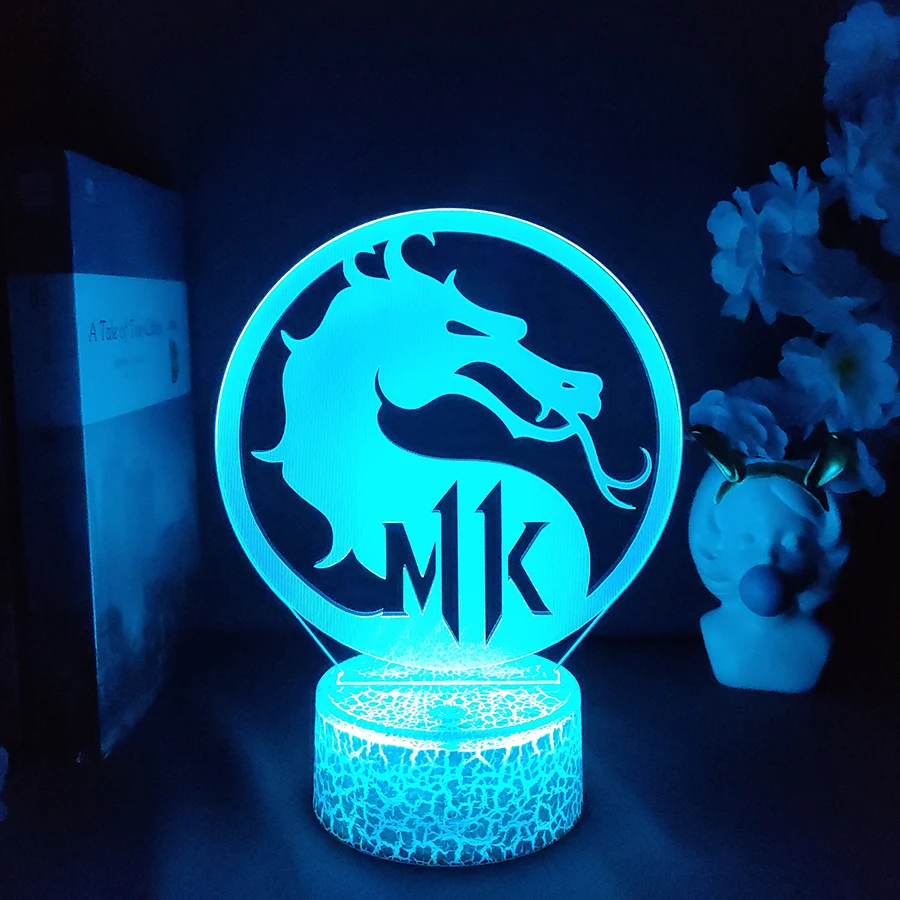 Mortal Kombat 11 Dragon Logo Night Light Led Touch Sensor Color Changing Nightlight for Kids Child Gaming Room Setup Cool Stuff
