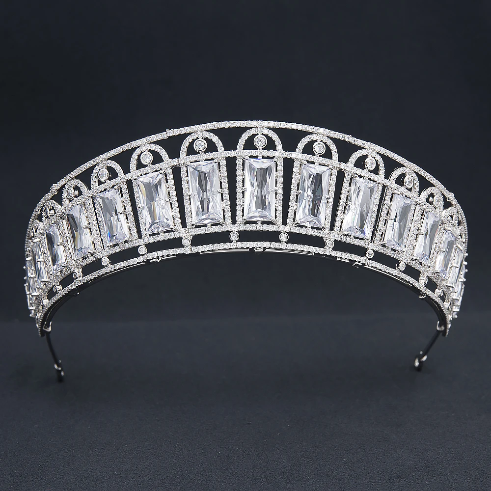 

SEPBRIDALS CZ Cubic Zirconia Royal Replica Tiara for Wedding,Crystal Princess Tiaras Diadem for Girl,Prom,Party Head Jewelry