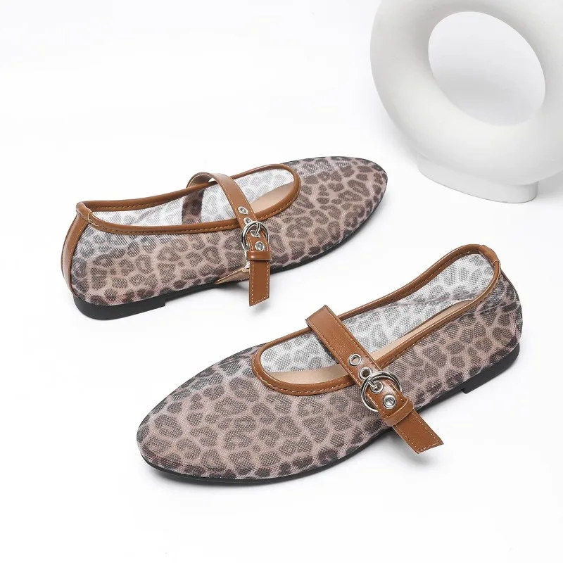 Women Shoes Women Flats Women's Flat Shoes Spring Round Head Shallow Mouth Mesh Cloth Breathable Anti-slip Wear-resistant