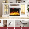 59'' Fireplace TV Stand, 3 Sided Glass Media Entertainment Center Console Table for TVs up to 65'' with Glass Door 4