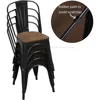 18 Inch Classic Iron Metal Dining Chair with Wood Top/Seat Indoor-Outdoor Use Chic Dining Bistro Cafe Side Barstool 6